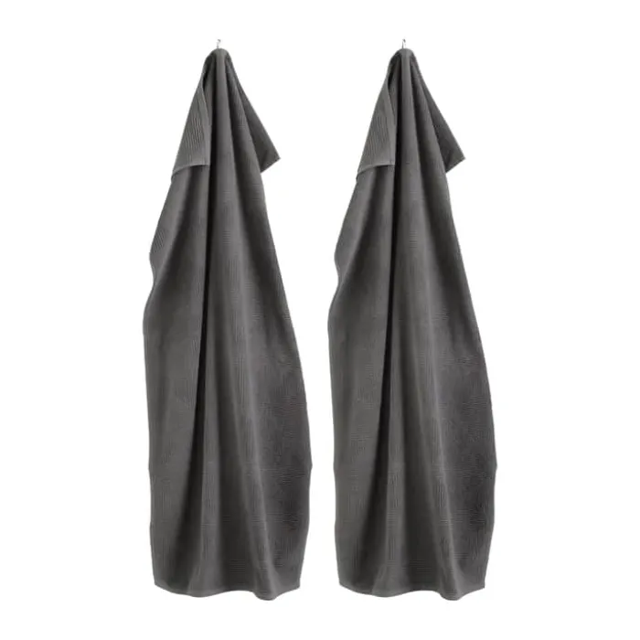 FDB Møbler R33 Kirkeby Håndklæde - 2 stk. B 70 x L 140 cm - Bomuld - Granite