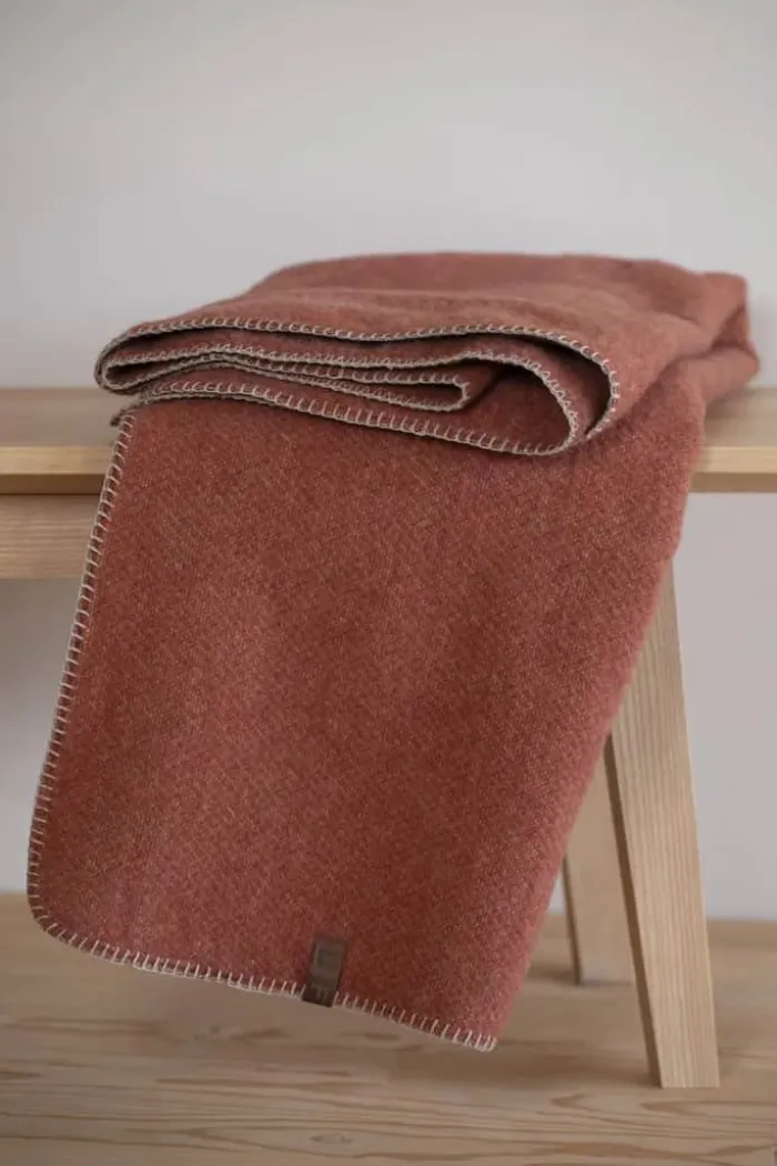 Fusenegger Merano Plaid B 160 x L 200 cm - Uld/polyacryl/bomuld - Terra Cotta