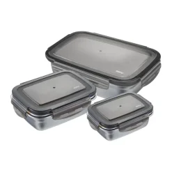 Gefu Preppo opbevaringsboks - 3 stk. Rustfrit stål/plastik - Sølvfarvet