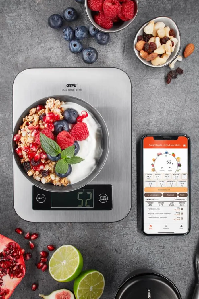 Gefu Score Køkkenvægt m. Bluetooth Vejekapacitet: 5 kg - Skridsikre fødder - Automatisk sluk