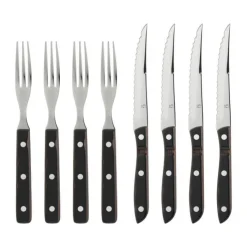 Gense Old Farmer Classic Steakbestik - 8 dele 4 kuverter - Rustfrit stål/ædeltræslaminat - Sort
