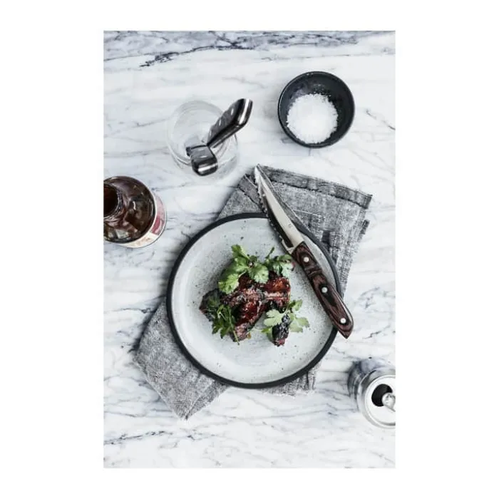 Gense Old Farmer Classic XL Steakknive - 4 dele L 23,5 cm - Rustfrit stål/ædeltræslaminat - Blank/brun