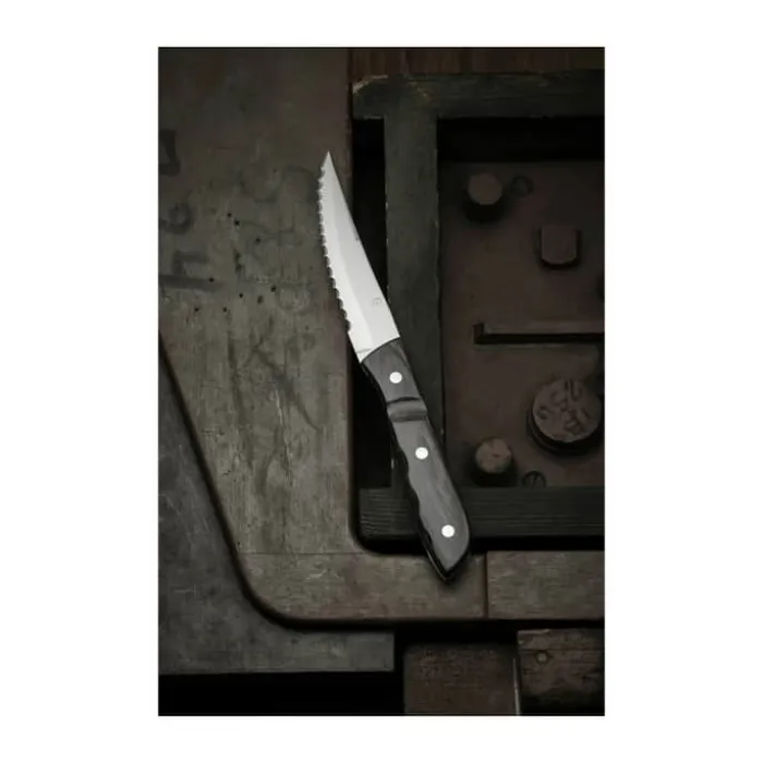 Gense Old Farmer XL Steakkniv L 23,5 cm - Rustfrit stål/træ - Blank/træ