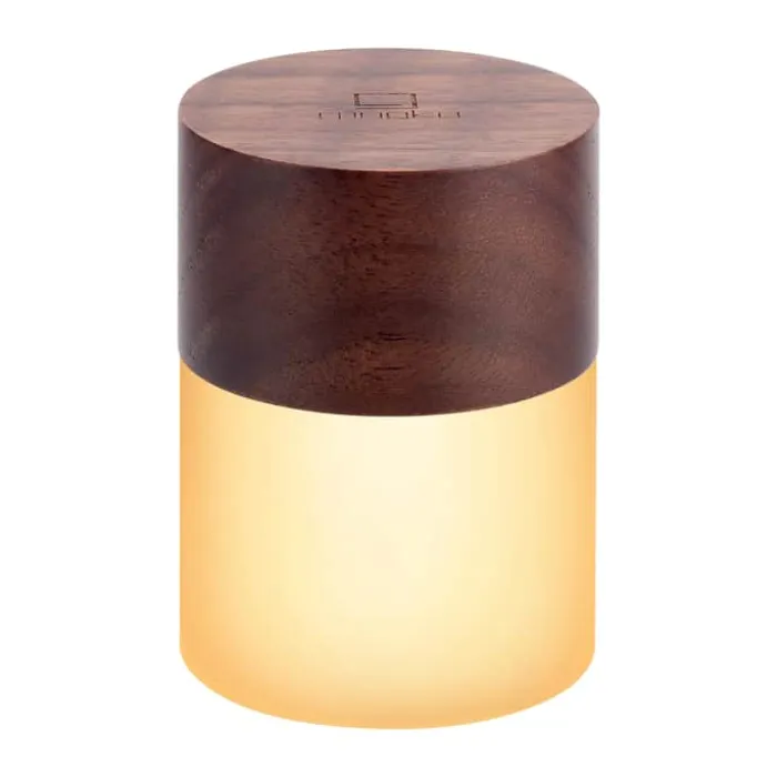 Gingko Lemelia Bordlampe Ø 7,5 x H 10,5 cm - Valnøddetræ/Akrylglas - Brun