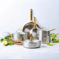 Greenpan Padova Grydesæt - 6 dele 2,01/2,86/4,91 liter - Rustfrit stål/aluminium - Grå