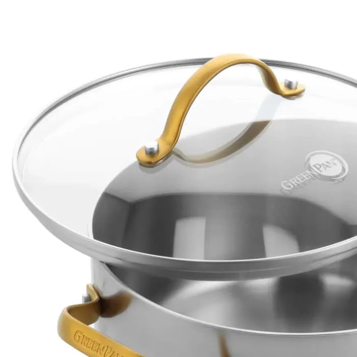 Greenpan Padova Grydesæt - 6 dele 2,01/2,86/4,91 liter - Rustfrit stål/aluminium - Grå