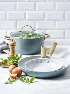 Greenpan Padova Stegepandesæt Ø 20/28 cm - Aluminium/rustfrit stål - Sky Blue
