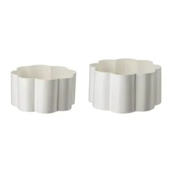 Gus Blomma Planteskål - 2 stk. Ø 20/22 x H 10/11 cm - Metal - Hvid