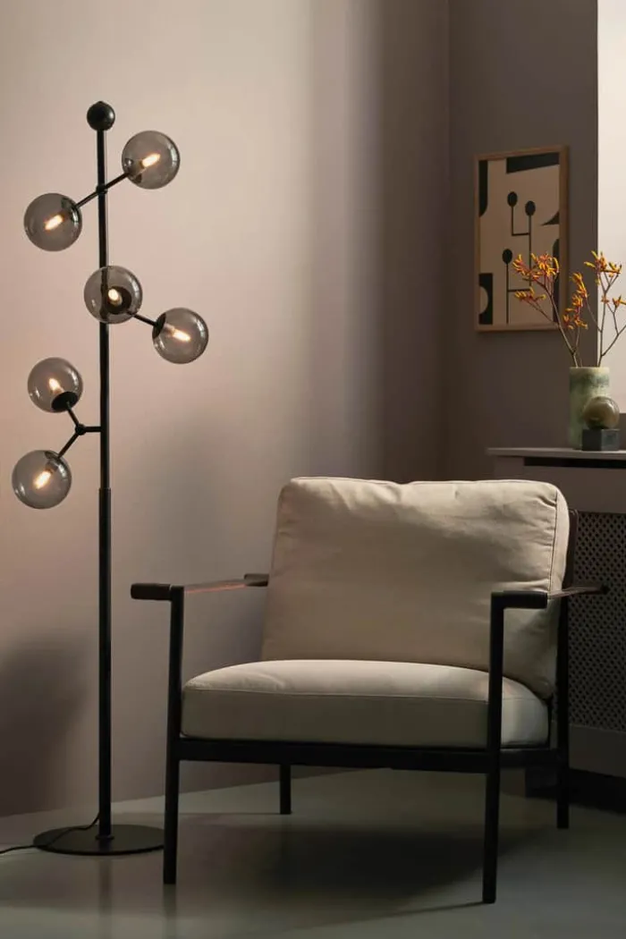 Halo Design Atom Gulvlampe H 155 x B 37 x L 36 cm - Metal/glas - Sort/smoke
