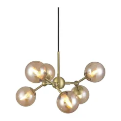 Halo Design Atom Lysekrone H 17,5 x B 45 x L 38 cm - Metal/glas - Antik messing