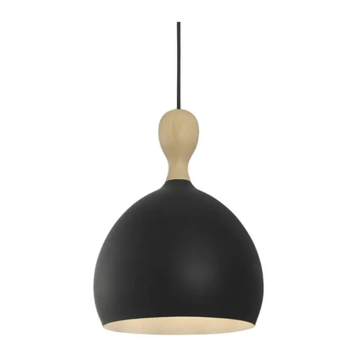 Halo Design Dueodde Pendel Ø 24 x H 29 cm - Metal/egetræ - Sort