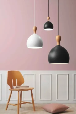 Halo Design Dueodde Pendel Ø 39 x H 55 cm - Metal/træ - Hvid