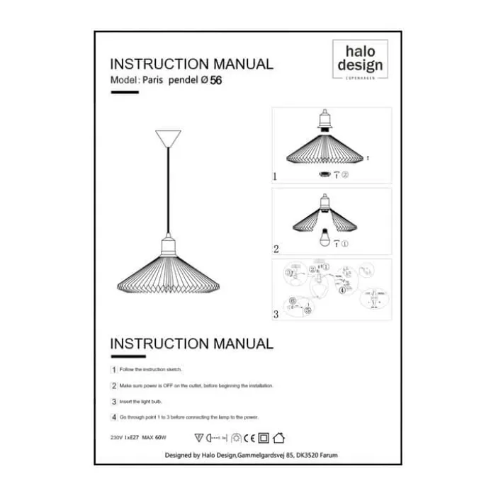 Halo Design Paris Pendel Ø 56 cm - Tekstil - Brun