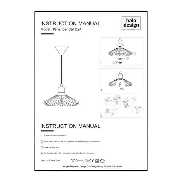 Halo Design Paris Pendel Ø 24 cm - Tekstil - Brun