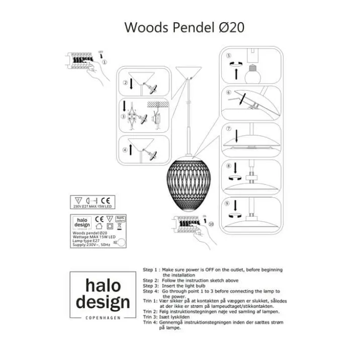 Halo Design Woods Pendel Ø 20 cm - Glas - Smoke