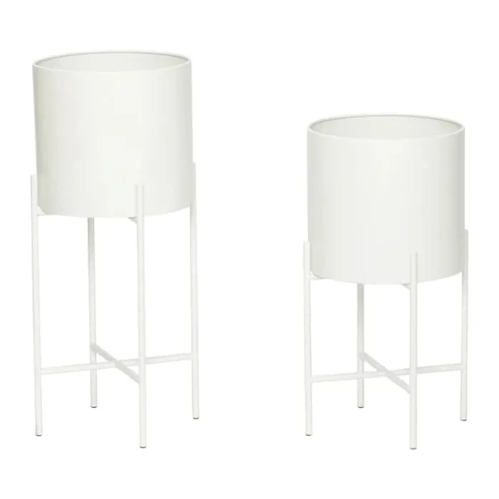 Hübsch Airy Plantestander - 2 stk. H 45/55 cm - Jern - Hvid