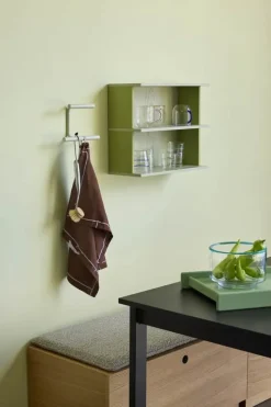 Hübsch Alcove Bænk H 45 x B 47 x L 90 cm - MDF/egetræ/polyester - Natur/lysegrå