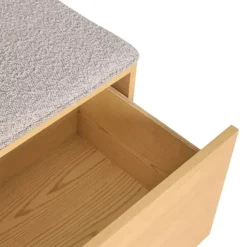 Hübsch Alcove Bænk H 45 x B 47 x L 90 cm - MDF/egetræ/polyester - Natur/lysegrå