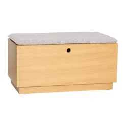 Hübsch Alcove Bænk H 45 x B 47 x L 90 cm - MDF/egetræ/polyester - Natur/lysegrå