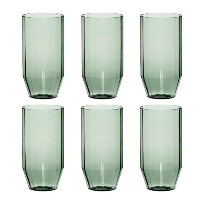Hübsch Aster Vandglas - 6 stk. 20 cl - Glas - Grøn