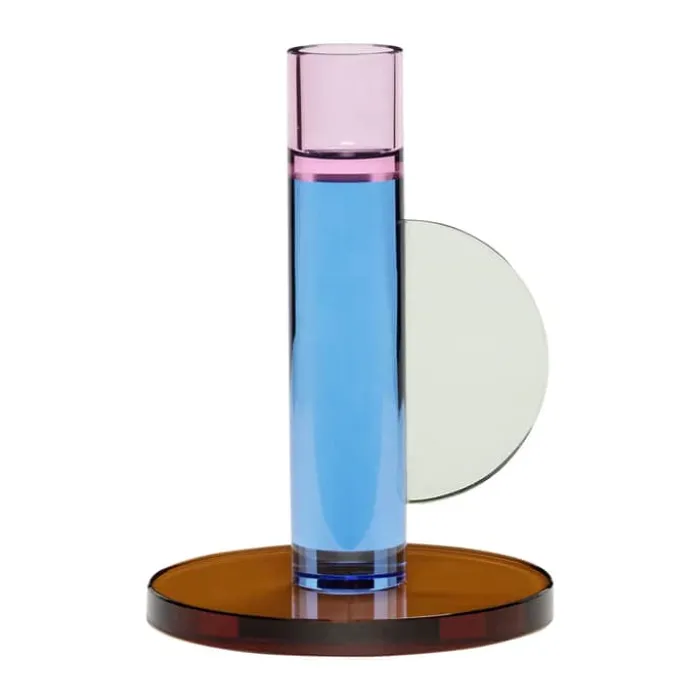 Hübsch Astro Lysestage H 14 cm - Krystalglas - Blå
