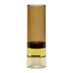 Hübsch Astro Lysestage H 15 cm - Krystalglas - Brun/gul