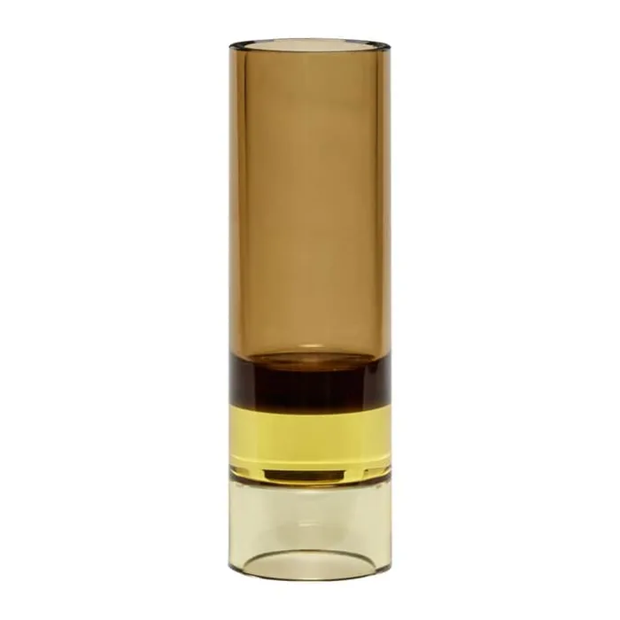 Hübsch Astro Lysestage H 15 cm - Krystalglas - Brun/gul
