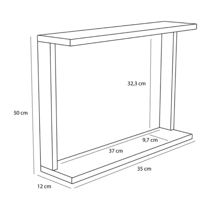 Hübsch Base Spejl H 50 x B 12 x L 35 cm - Egetræ/spejlglas - Natur