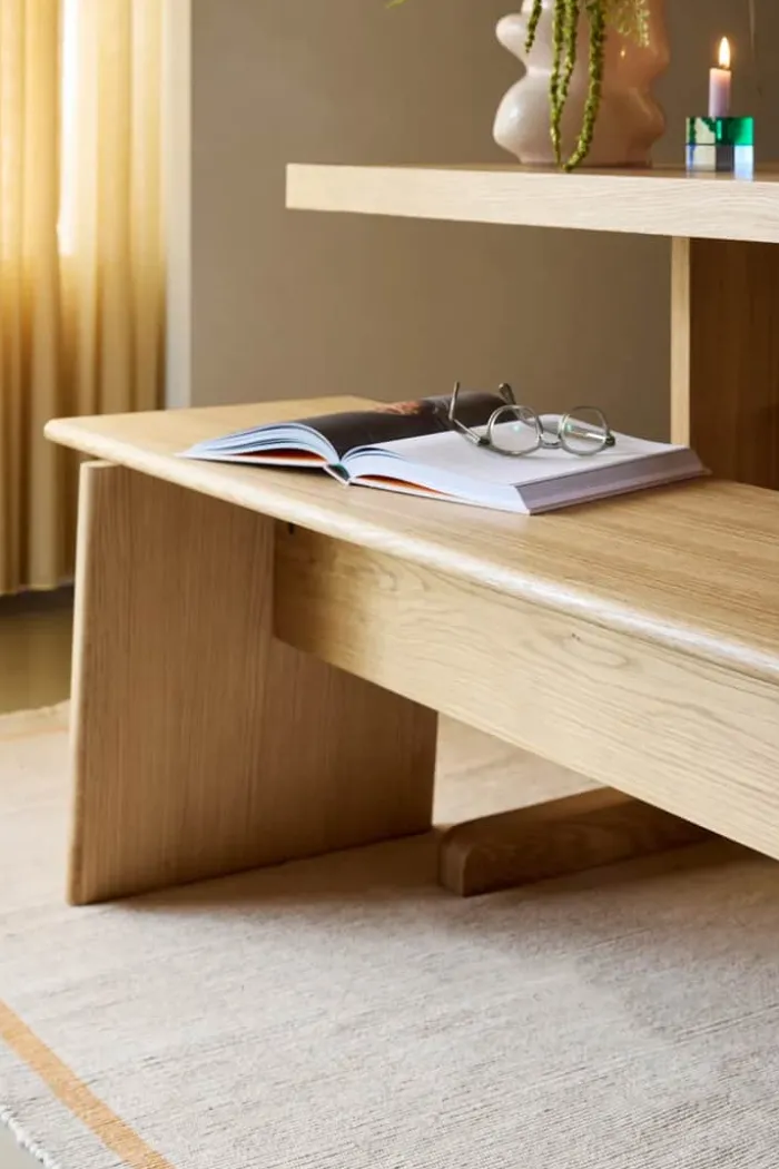Hübsch Bænk H 48 x B 44 x L 180 cm - MDF/egetræ - Natur