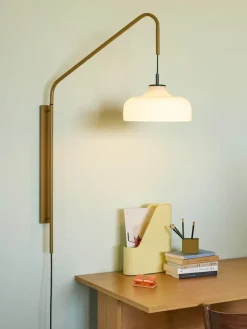 Hübsch Current Væglampe H 111 cm - Glas/jern - Khaki/hvid