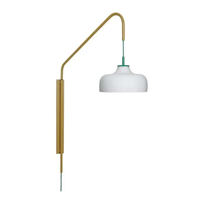 Hübsch Current Væglampe H 111 cm - Glas/jern - Khaki/hvid