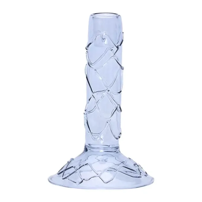 Hübsch Doodle Lysestage Ø 11 x H 17 cm - Glas - Blå