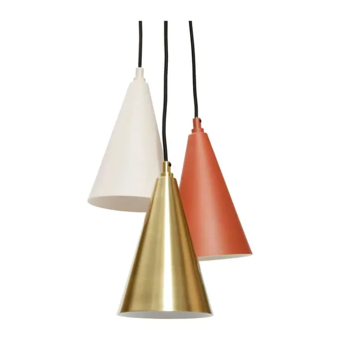 Hübsch Drop Pendel Ø 14 x H 20 cm - Jern - Messingfarvet/grå/rødbrun