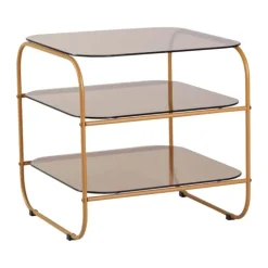 Hübsch Echo Sidebord H 42 x B 41 x L 41 cm - Glas/jern - Ravfarvet/brun