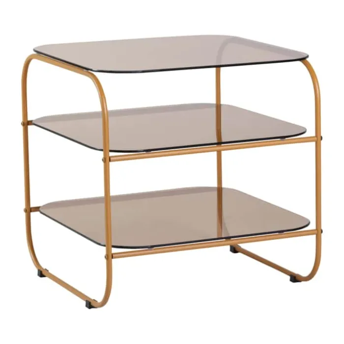 Hübsch Echo Sidebord H 42 x B 41 x L 41 cm - Glas/jern - Ravfarvet/brun