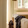 Hübsch Flok Plaid B 140 x L 200 cm - Bomuld - Mørkeblå