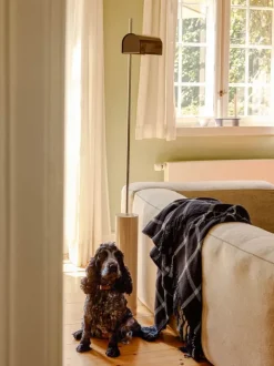 Hübsch Flok Plaid B 140 x L 200 cm - Bomuld - Mørkeblå