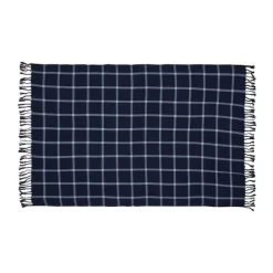 Hübsch Flok Plaid B 140 x L 200 cm - Bomuld - Mørkeblå