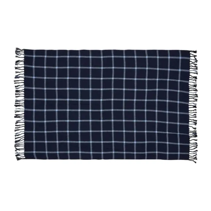 Hübsch Flok Plaid B 140 x L 200 cm - Bomuld - Mørkeblå