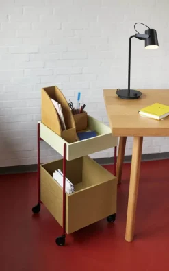 Hübsch Fresh Rullebord H 70 x B 40 x L 42 cm - Asketræ/MDF - Khaki/burgundy