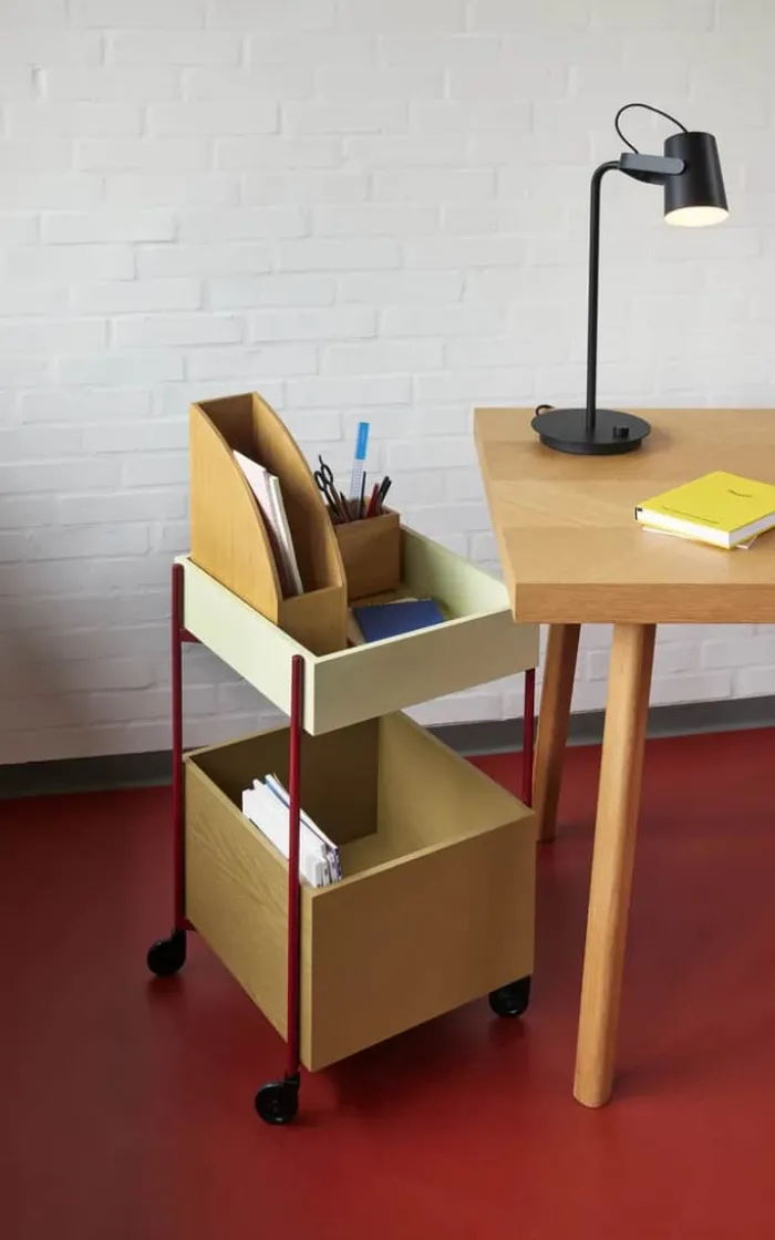 Hübsch Fresh Rullebord H 70 x B 40 x L 42 cm - Asketræ/MDF - Khaki/burgundy