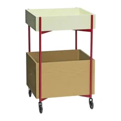 Hübsch Fresh Rullebord H 70 x B 40 x L 42 cm - Asketræ/MDF - Khaki/burgundy