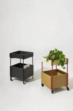 Hübsch Fresh Rullebord H 70 x B 40 x L 42 cm - Asketræ/MDF - Khaki/burgundy
