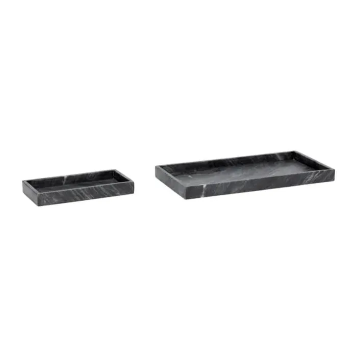 Hübsch Grand Bakke - 2 stk. B 15,25/25 x L 30/50 cm - Marmor - Sort
