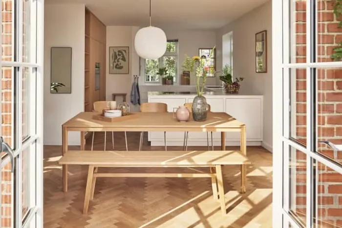 Hübsch Ground Bænk H 48 x B 40 x L 180 cm - MDF/egetræ - Natur