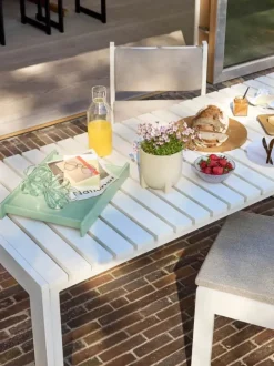 Hübsch Haus Spisebord H 76 x B 80 x L 191 cm - Aluminium - Beige