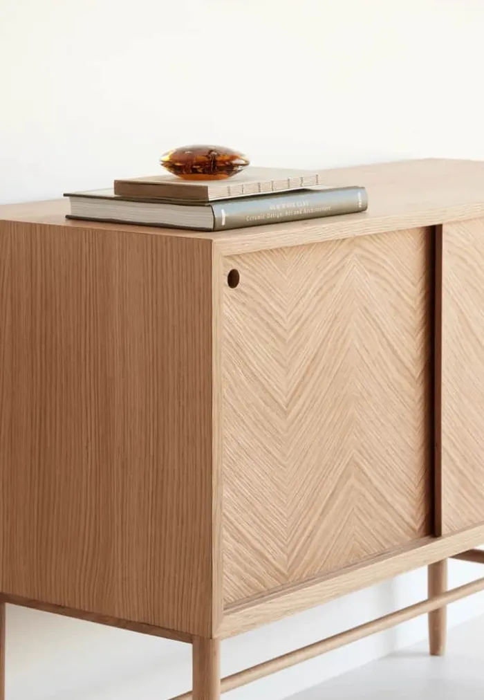 Hübsch Herringbone Kommode H 70 x B 40 x L 100 cm - MDF/egetræ - Natur