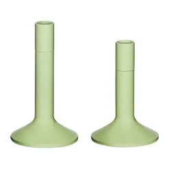 Hübsch Kindred Lysestage - 2 stk. Ø 10 x H 15/18 cm - Jern - Lysegrøn