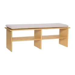 Hübsch Layer Bænk H 47 x B 40 x L 132 cm - MDF/egetræ/polyester - Natur/lysegrå