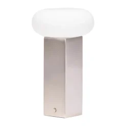 Hübsch Low Bordlampe H 20 cm - Glas/jern - Nikkel